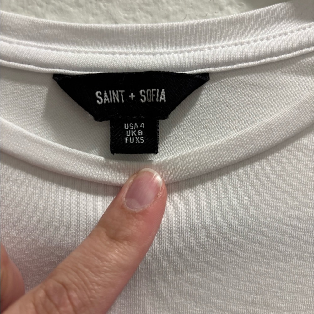 Saint + Sofia White Tee with Boogie Nights text, size USA 4 - Picture 3 of 5